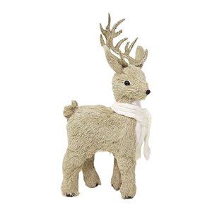 16" Sisal Reindeer Christmas Deer Wreath Standing Holiday Centerpiece